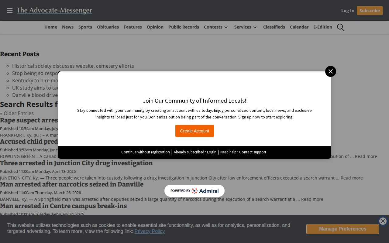 Advocate-Messenger search for Boyle County arrest news and mugshot reporting