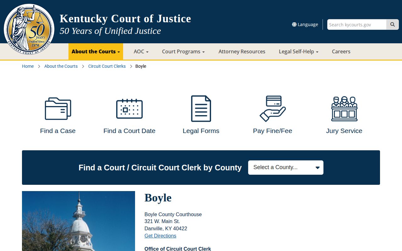 Official Boyle County court page for following arrest news to case disposition
